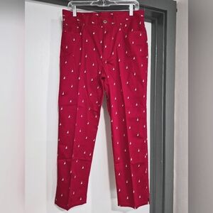 Lauren Ralph Lauren Red Ankle Pants with Nautical Pattern